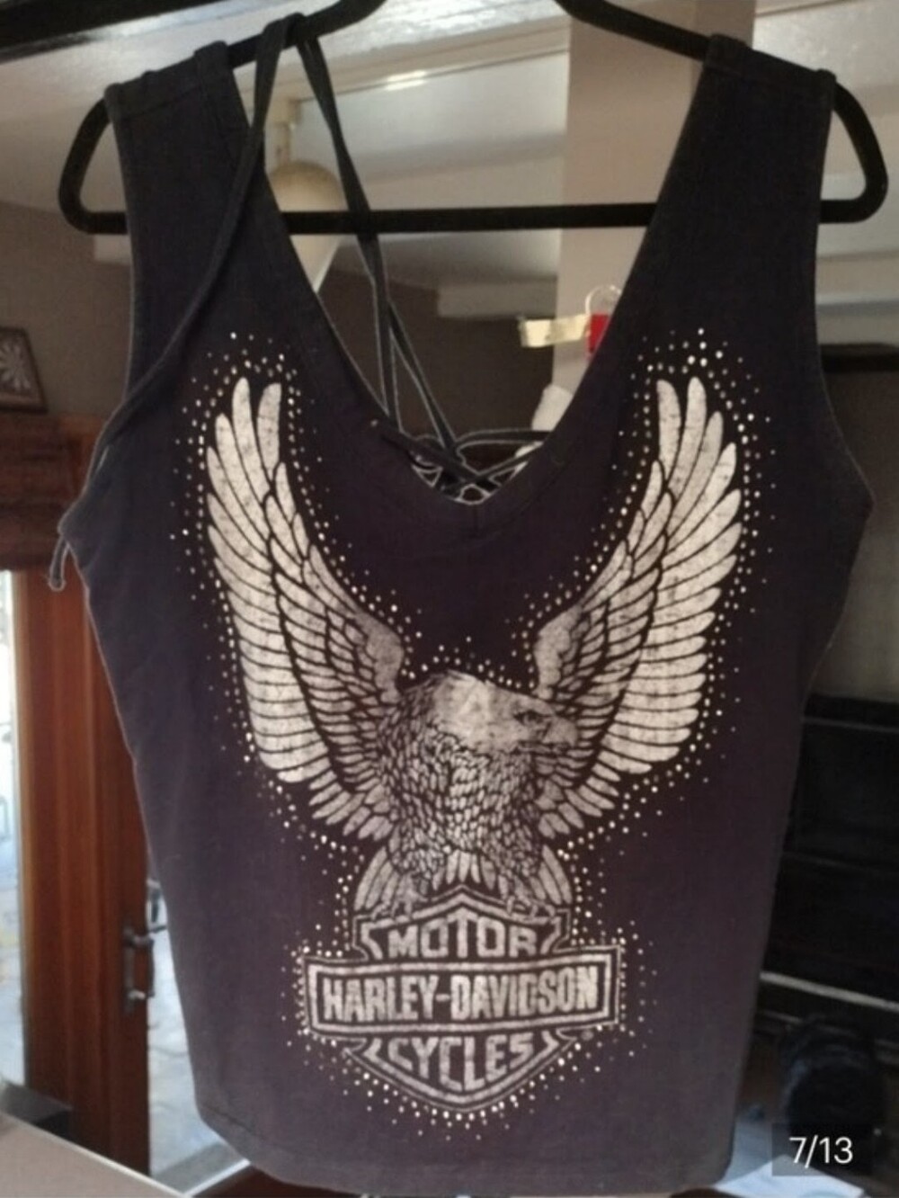 🖤Y2K Vtg Harley Davidson Tank Top With Lace Up Back 🦅